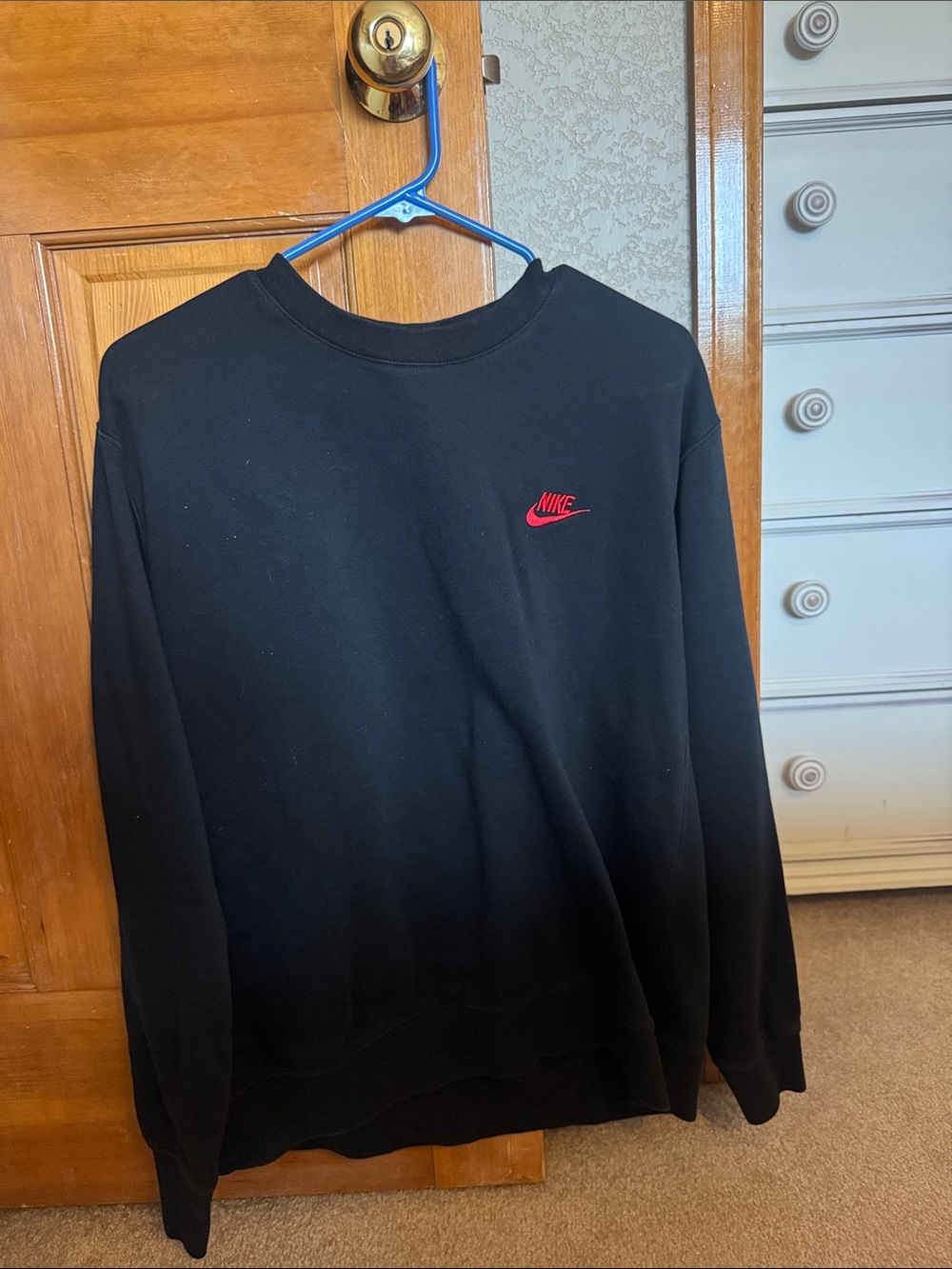 Nike Black Crewneck Sweatshirt with Red Swoosh